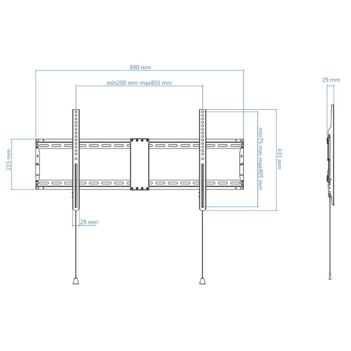 Tooq Soporte de Pared Fijo LP4390F-B para TV de 43-90 pulgadas, Negro